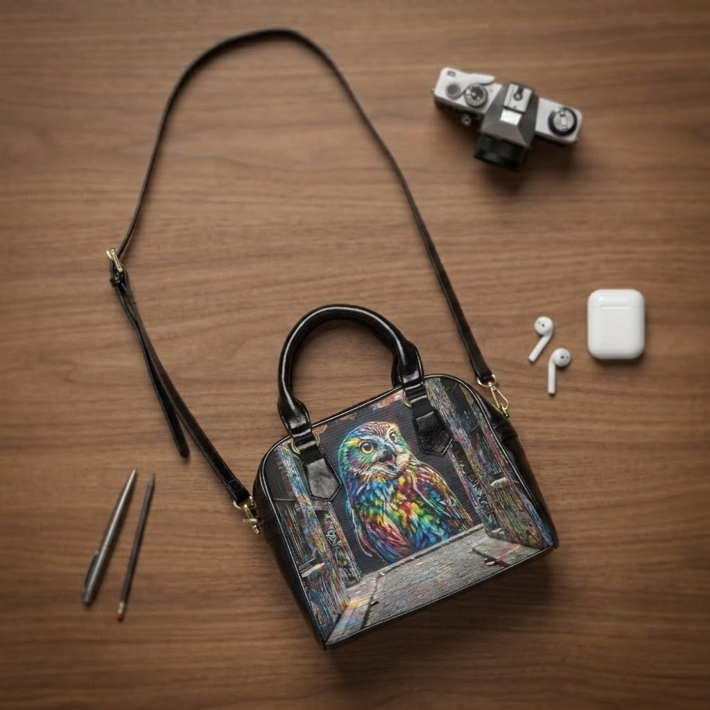 Colorful Graffiti Owl Handbag | Urban Art Shoulder Bag