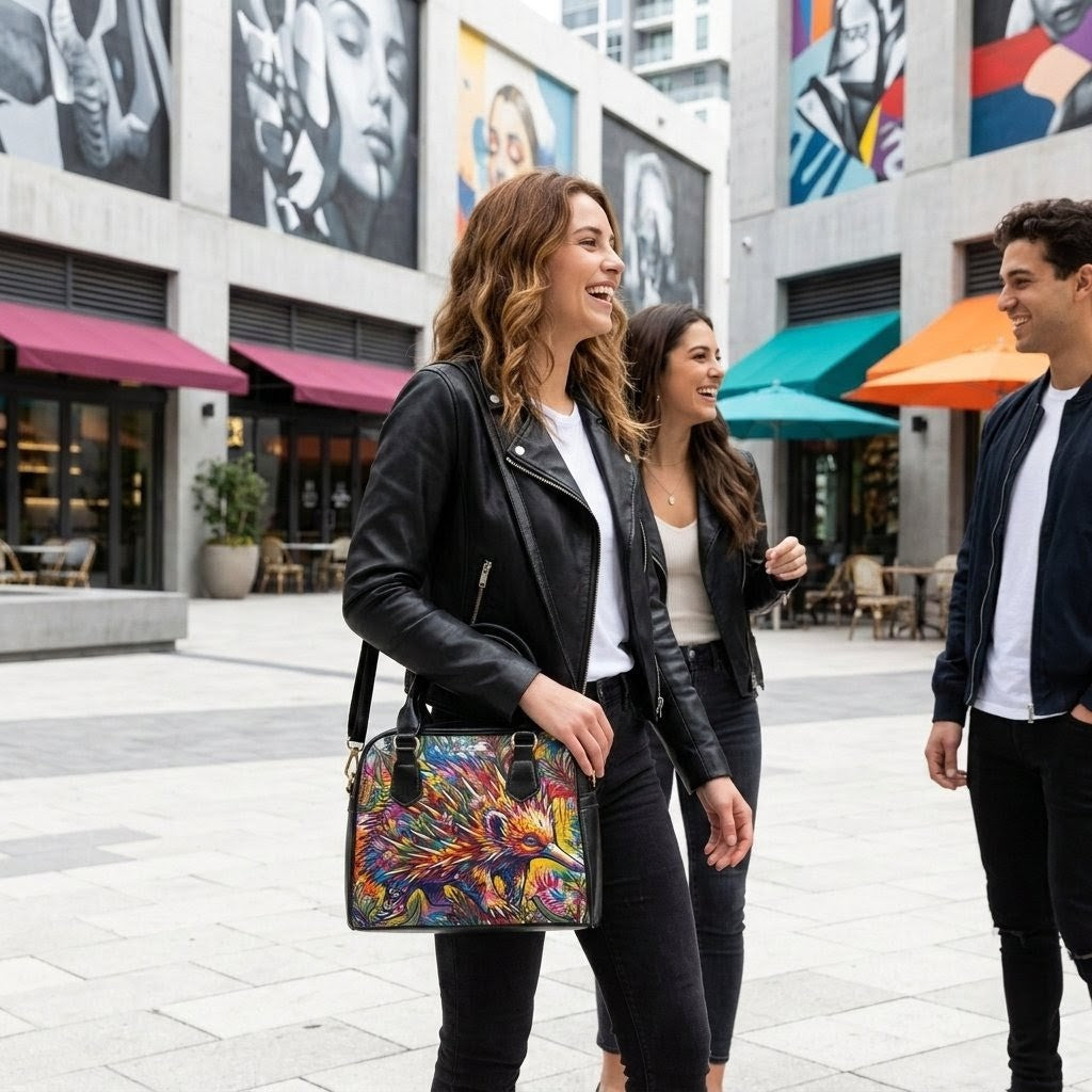 Colorful Echidna Graffiti Handbag | Vibrant Urban Art Shoulder Bag