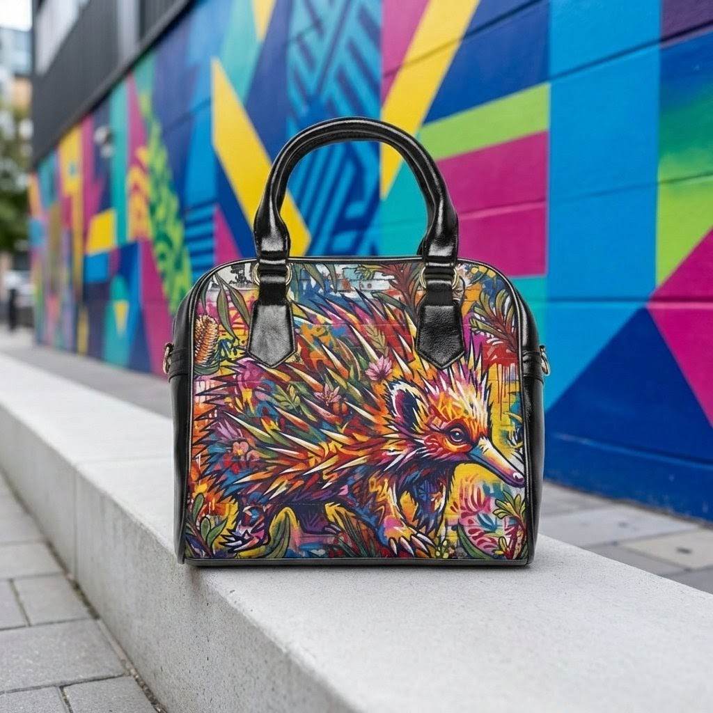 Colorful Echidna Graffiti Handbag | Vibrant Urban Art Shoulder Bag