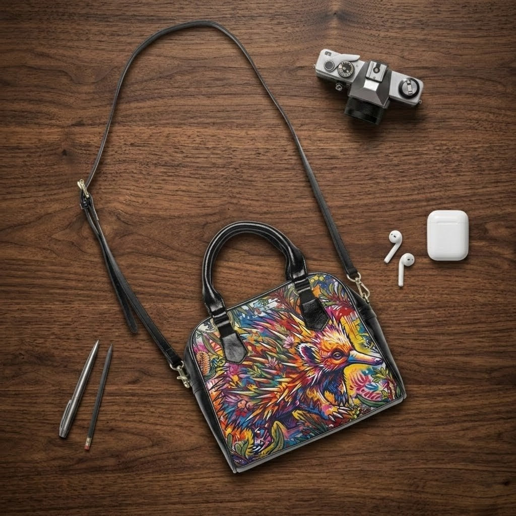 Colorful Echidna Graffiti Handbag | Vibrant Urban Art Shoulder Bag