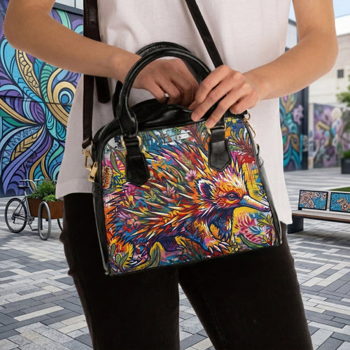 Colorful Echidna Graffiti Handbag | Vibrant Urban Art Shoulder Bag