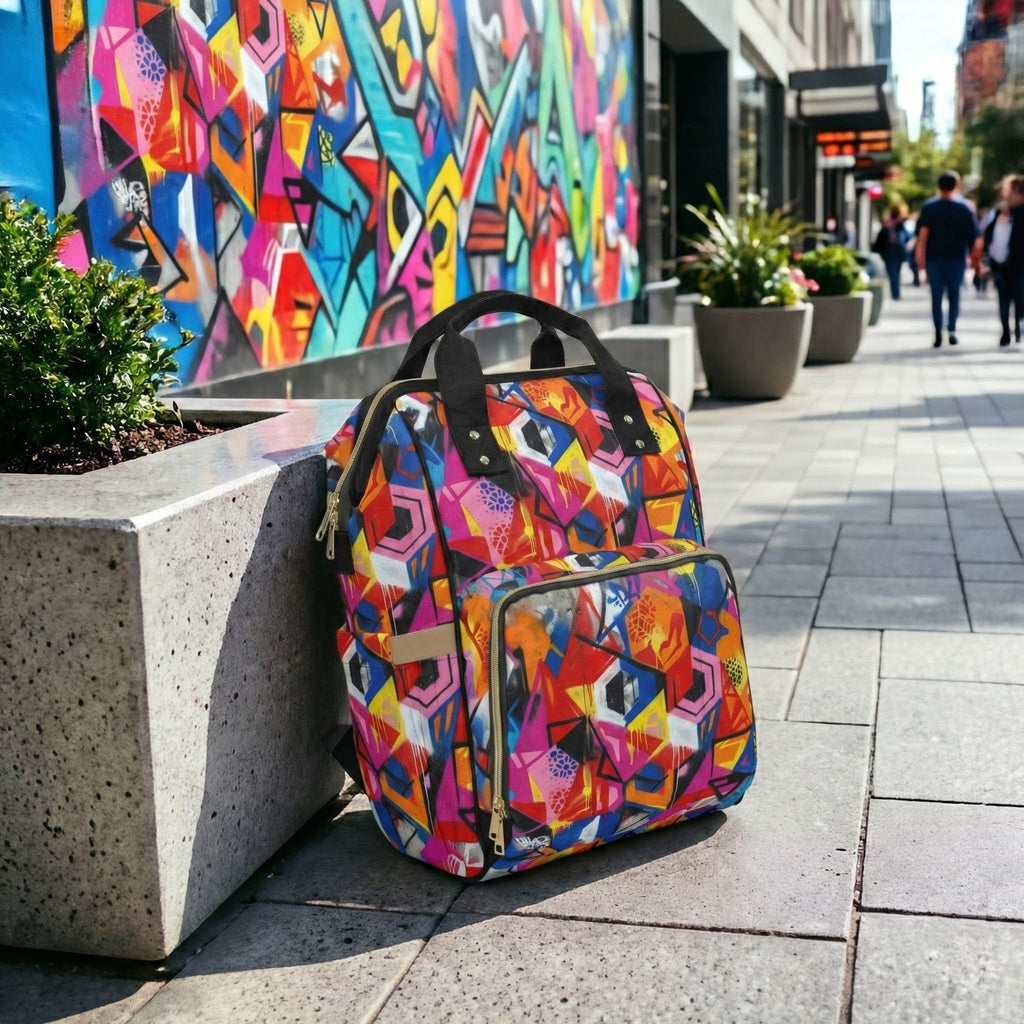 Colorful Graffiti Design Multifunctional Diaper Backpack