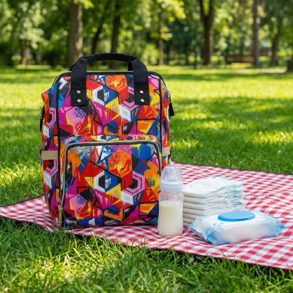 Colorful Graffiti Design Multifunctional Diaper Backpack
