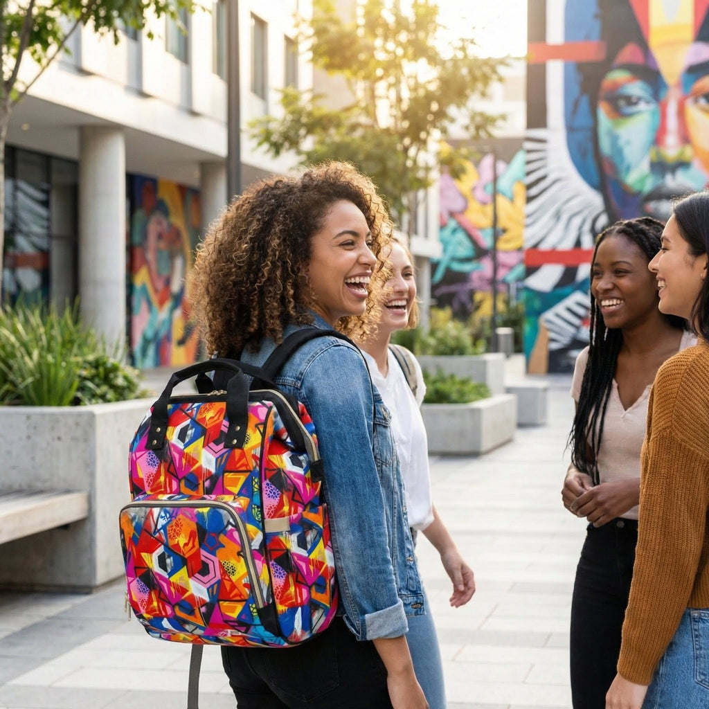 Colorful Graffiti Design Multifunctional Diaper Backpack
