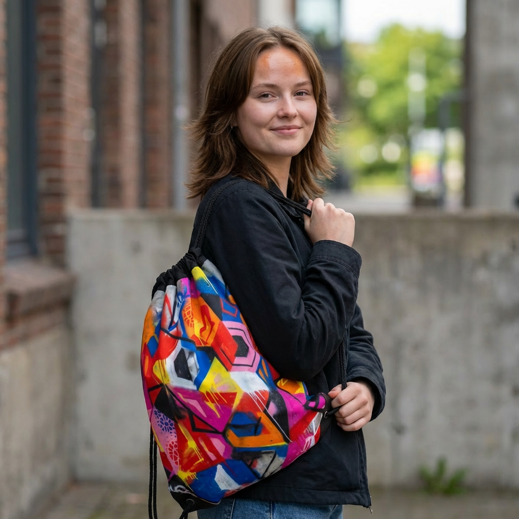 Colorful Graffiti Street Art Drawstring Bag | Vibrant Urban Design