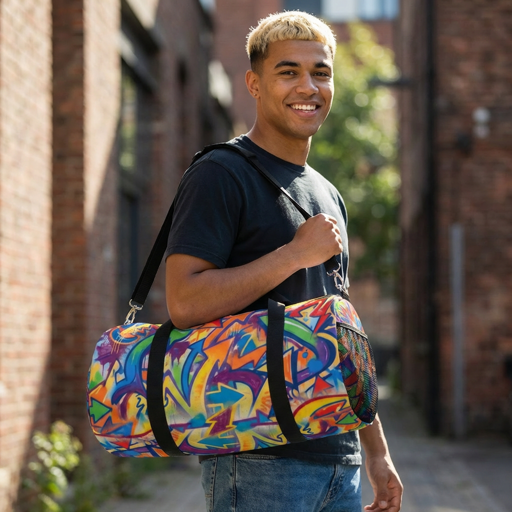 Graffiti Street Art Duffel Bag — Colorful Urban Travel Gym Bag