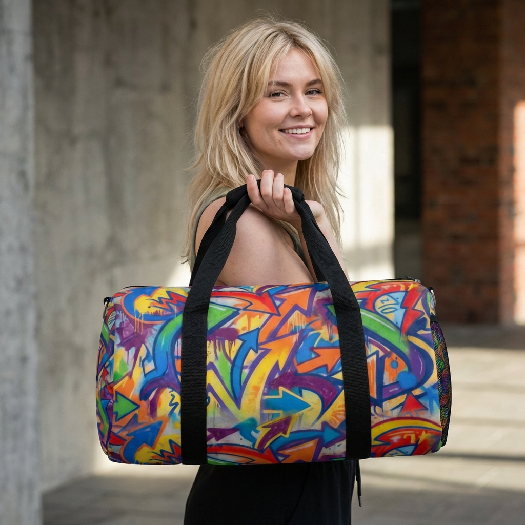Graffiti Street Art Duffel Bag — Colorful Urban Travel Gym Bag