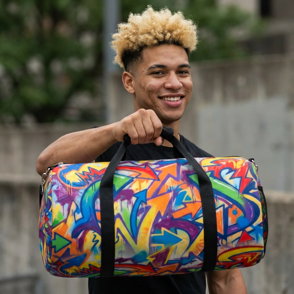 Graffiti Street Art Duffel Bag — Colorful Urban Travel Gym Bag