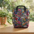 Colorful Floral Swirl Multifunctional Diaper Backpack | Floral Baby Bag