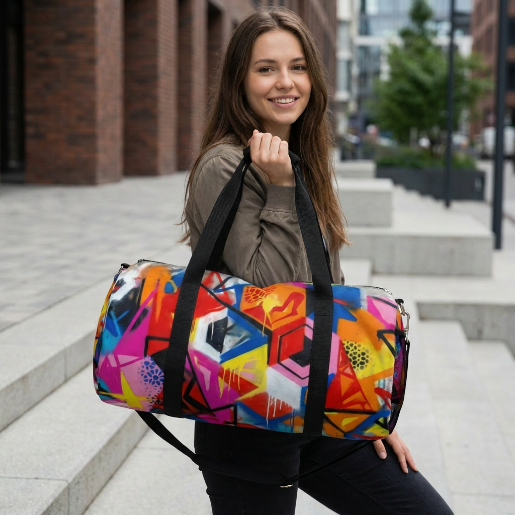 Colorful Geometric Graffiti Duffel Bag - Urban Travel Gym Bag