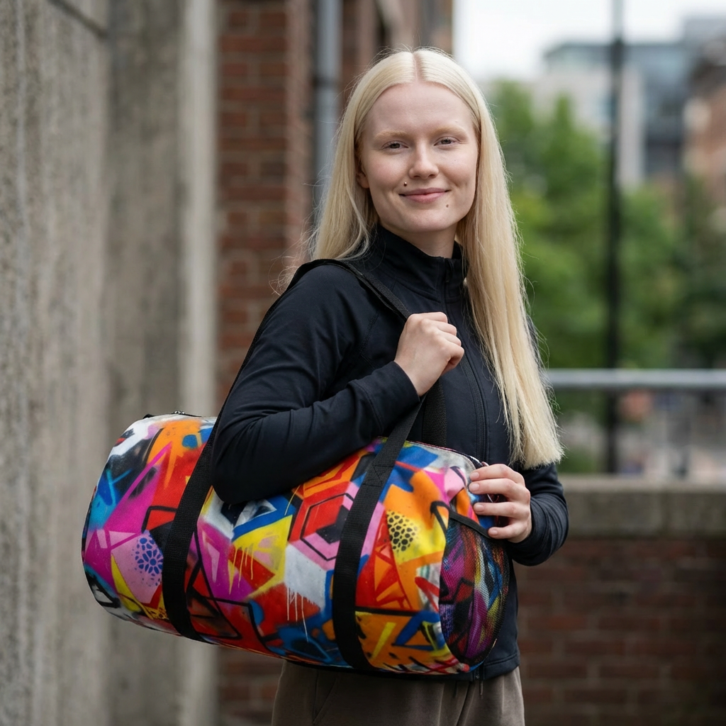 Colorful Geometric Graffiti Duffel Bag - Urban Travel Gym Bag