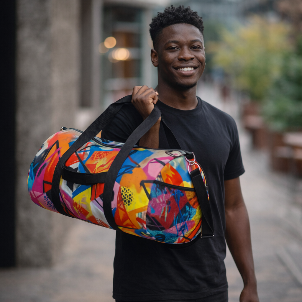 Colorful Geometric Graffiti Duffel Bag - Urban Travel Gym Bag