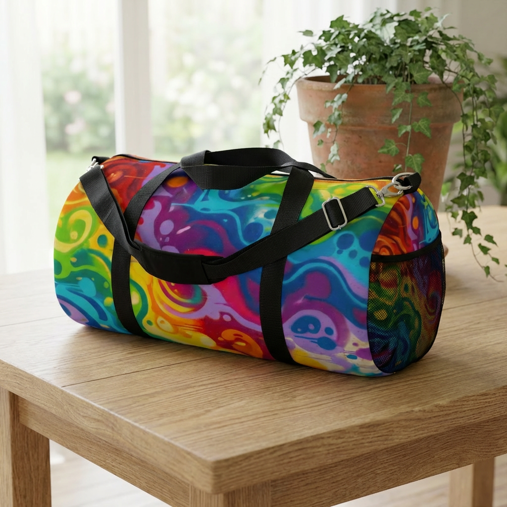 Rainbow Graffiti Duffel Bag | Colorful Urban Travel Gym Bag