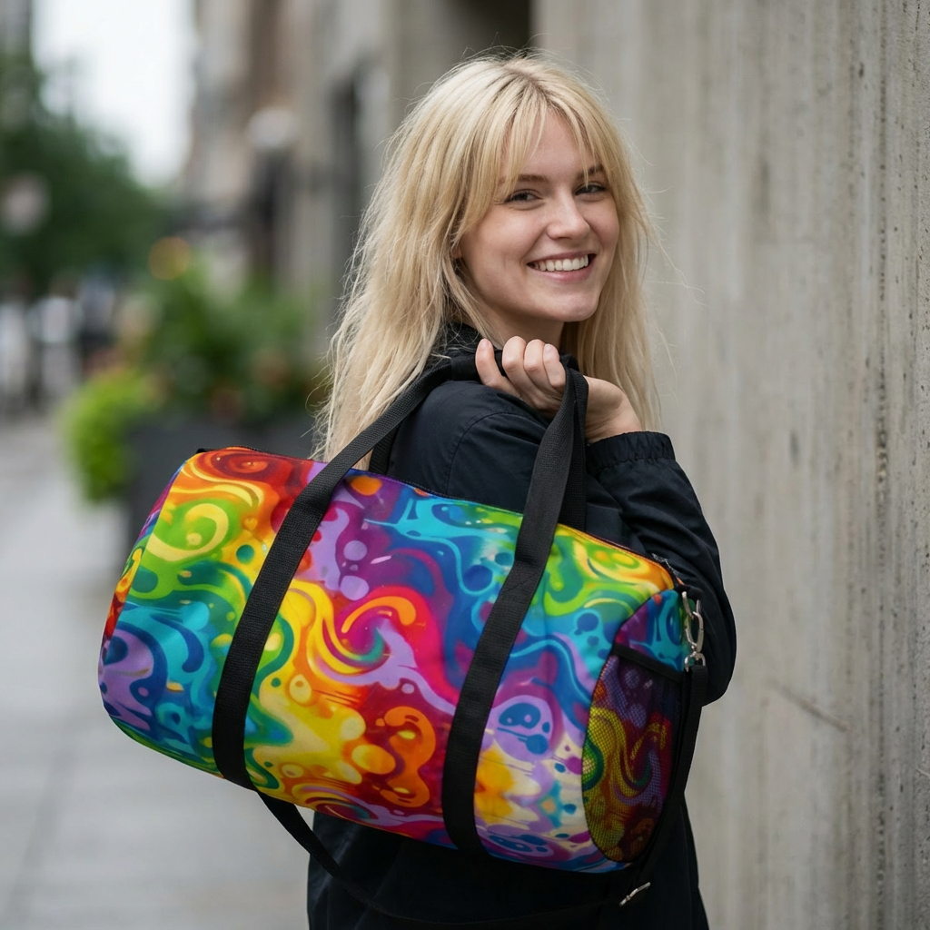 Rainbow Graffiti Duffel Bag | Colorful Urban Travel Gym Bag