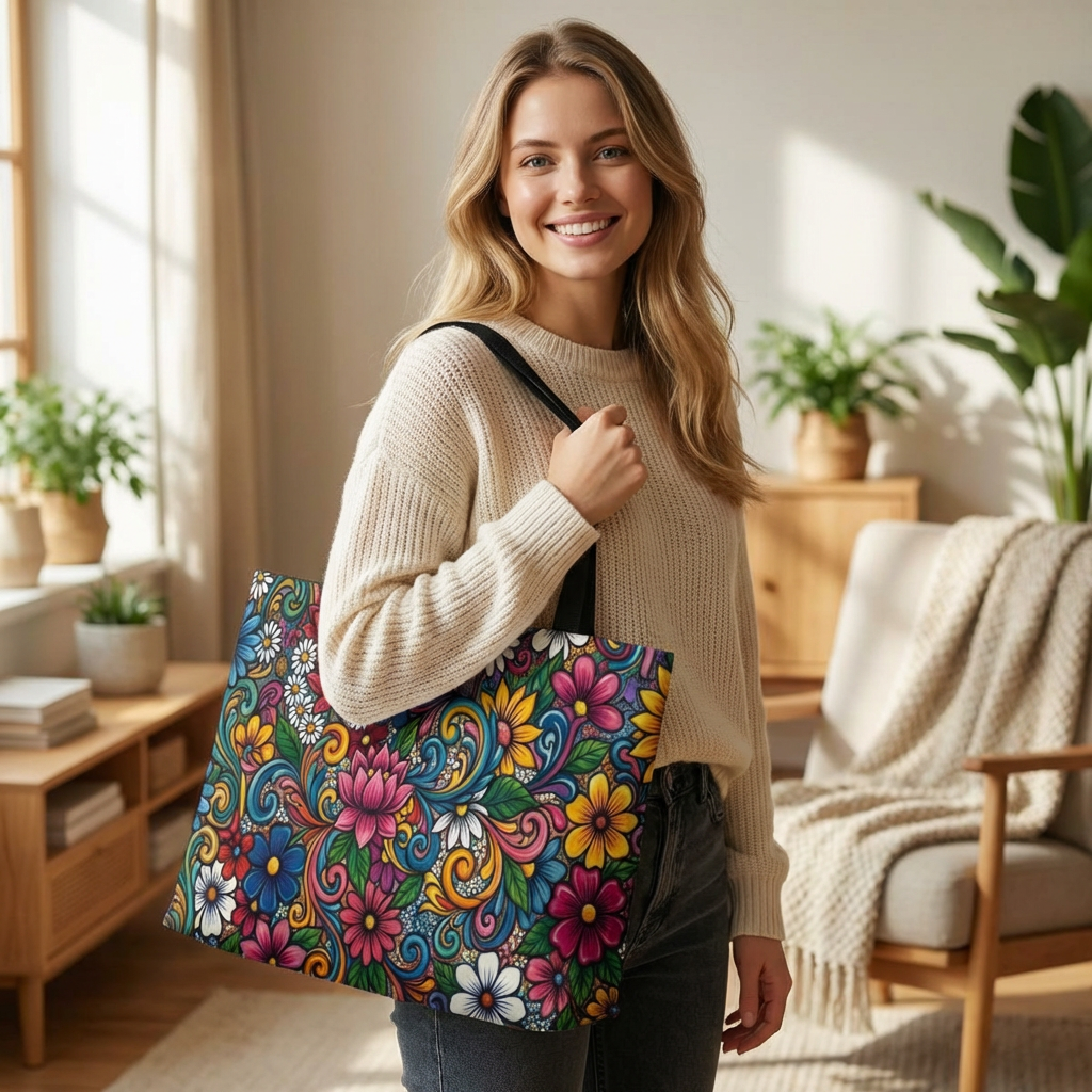 Vibrant Floral Paisley Weekender Tote Bag | Colorful Boho Flowers