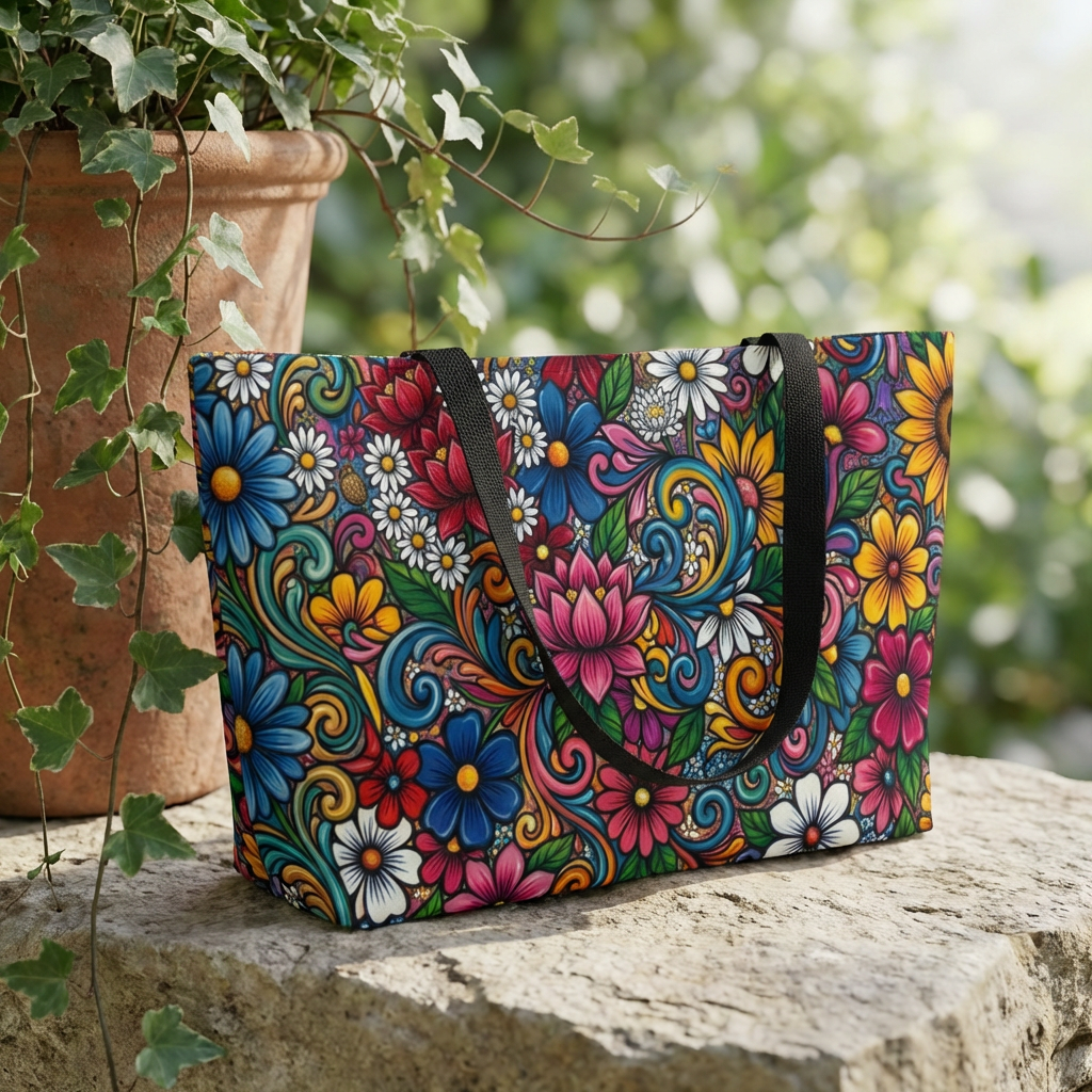 Vibrant Floral Paisley Weekender Tote Bag | Colorful Boho Flowers