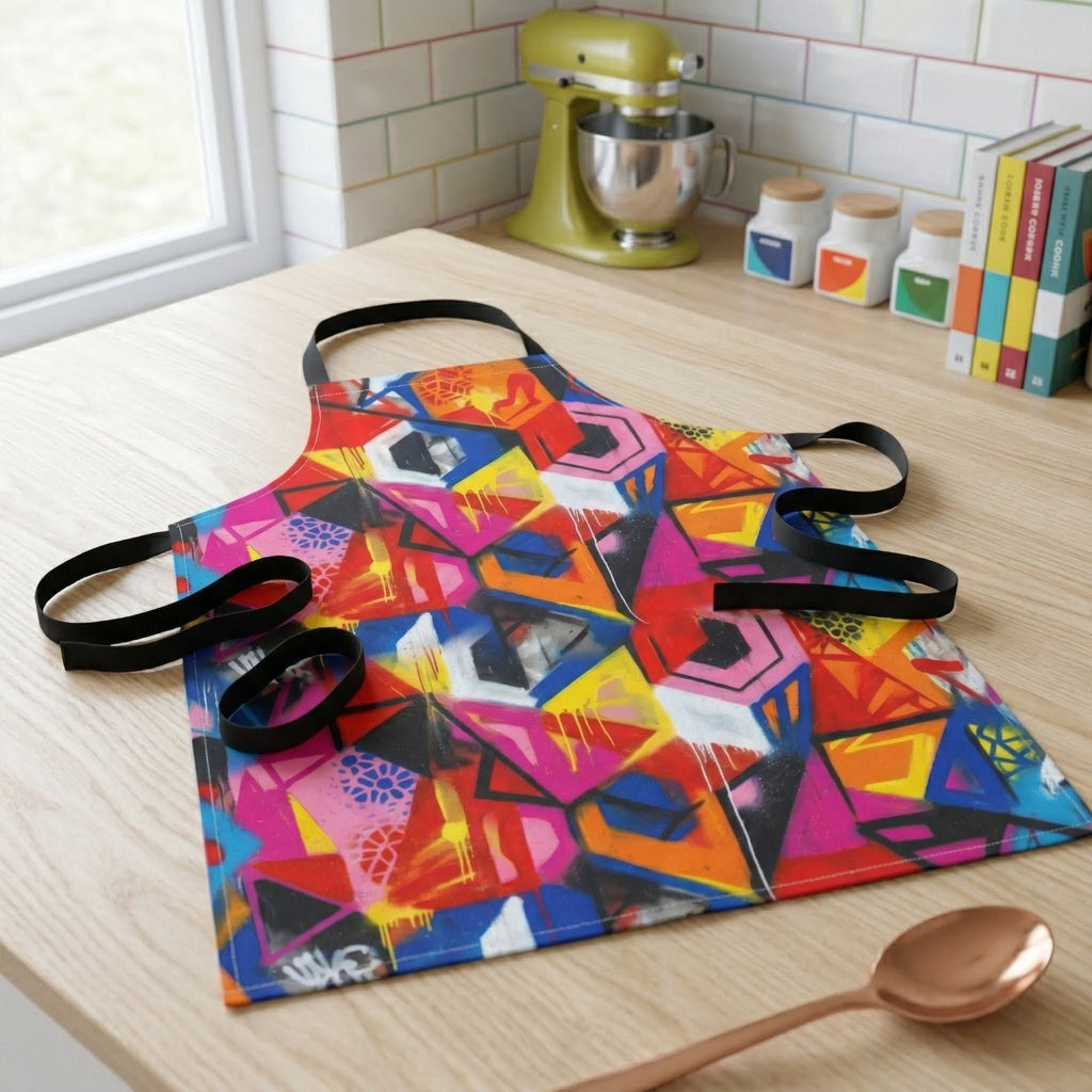 Colorful Graffiti Art Cooking Apron - Vibrant Urban Design for Cooking & Baking