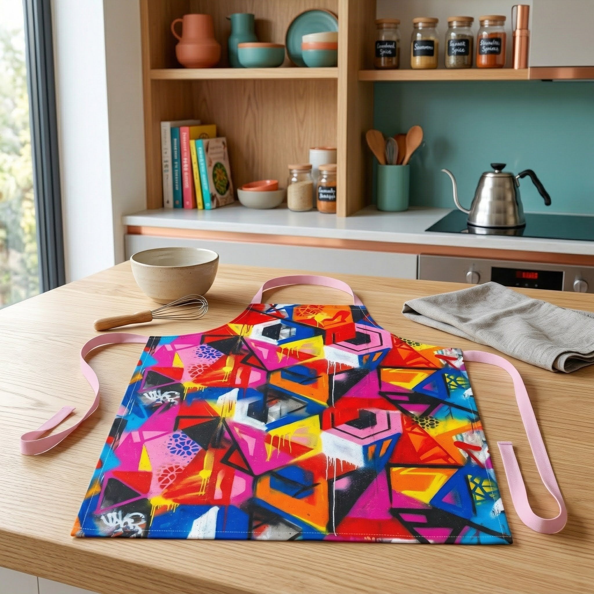 Colorful Graffiti Art Cooking Apron - Vibrant Urban Design for Cooking & Baking