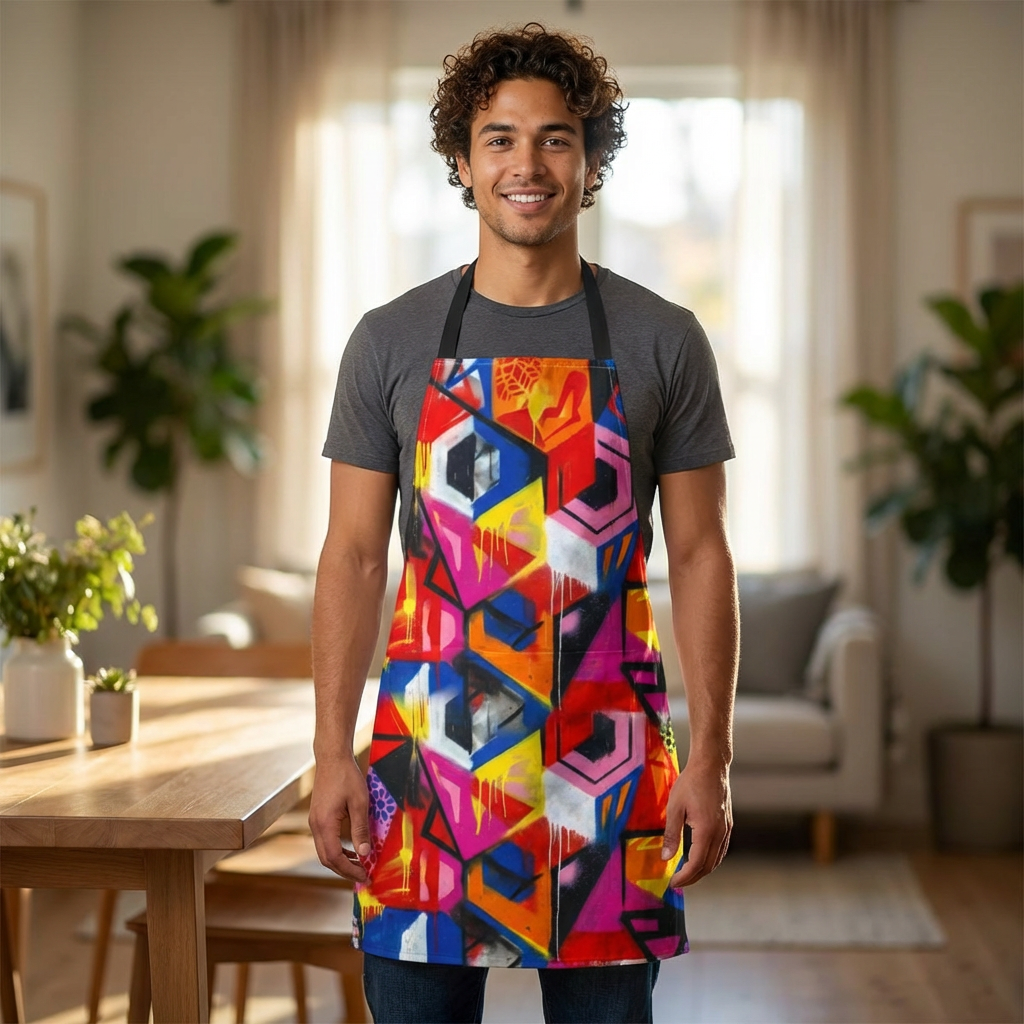 Colorful Graffiti Art Cooking Apron - Vibrant Urban Design for Cooking & Baking
