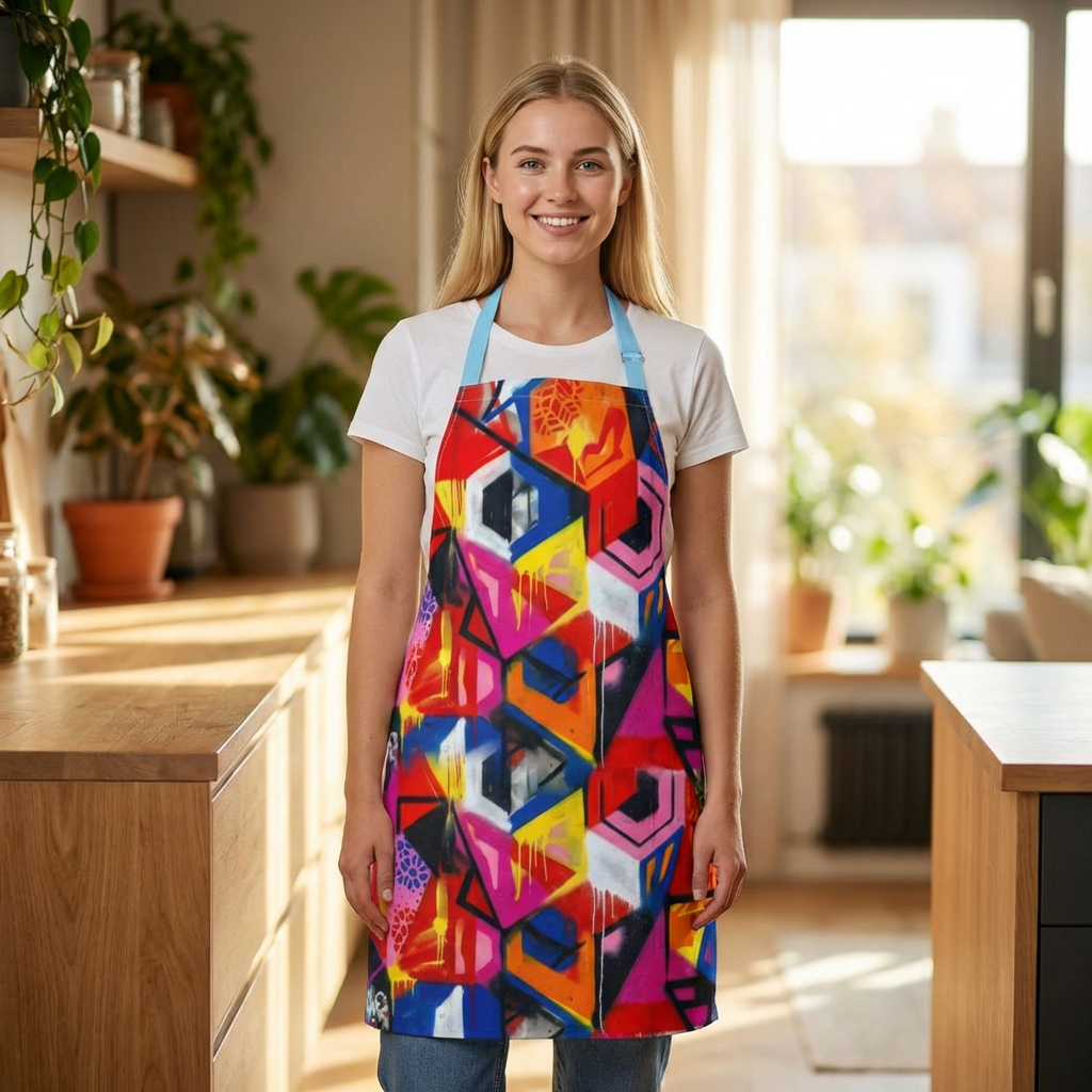 Colorful Graffiti Art Cooking Apron - Vibrant Urban Design for Cooking & Baking