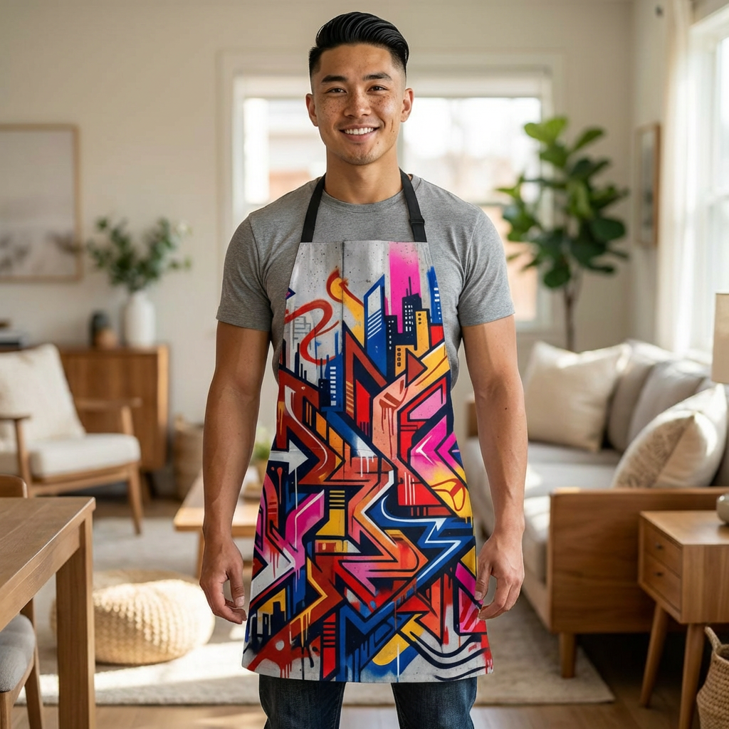 Colorful Urban Graffiti Cooking Apron | Street Art Design for Cooking & Baking