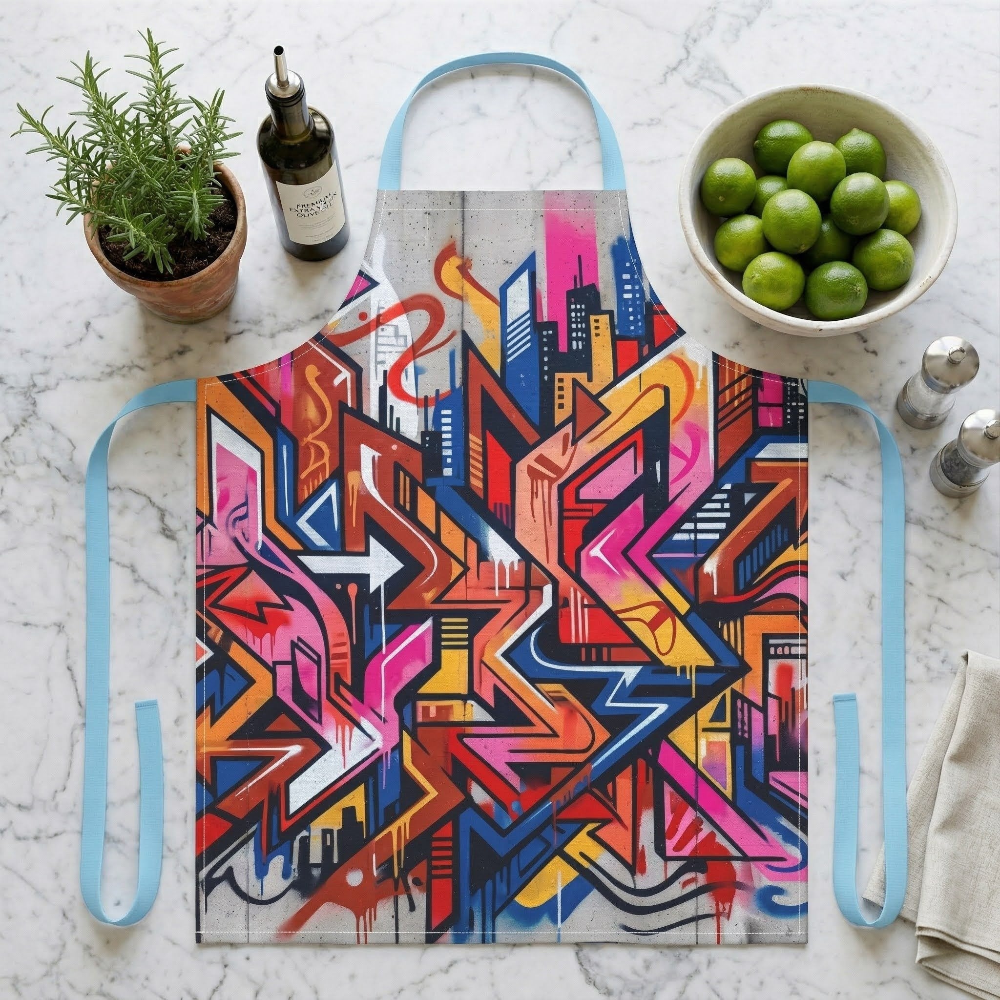 Colorful Urban Graffiti Cooking Apron | Street Art Design for Cooking & Baking