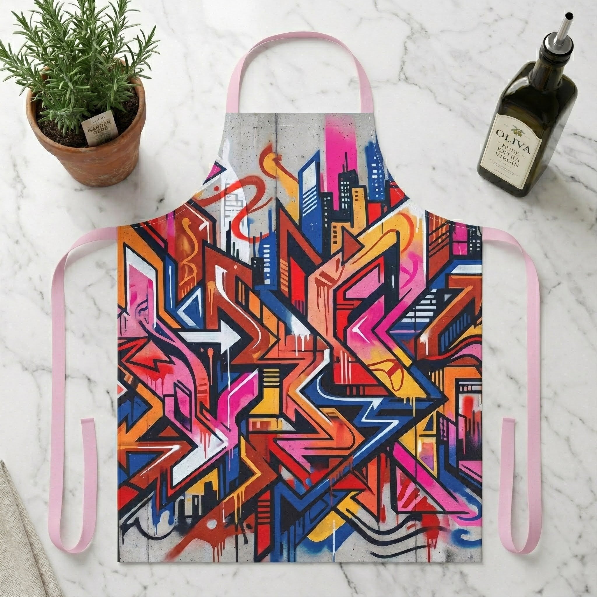 Colorful Urban Graffiti Cooking Apron | Street Art Design for Cooking & Baking