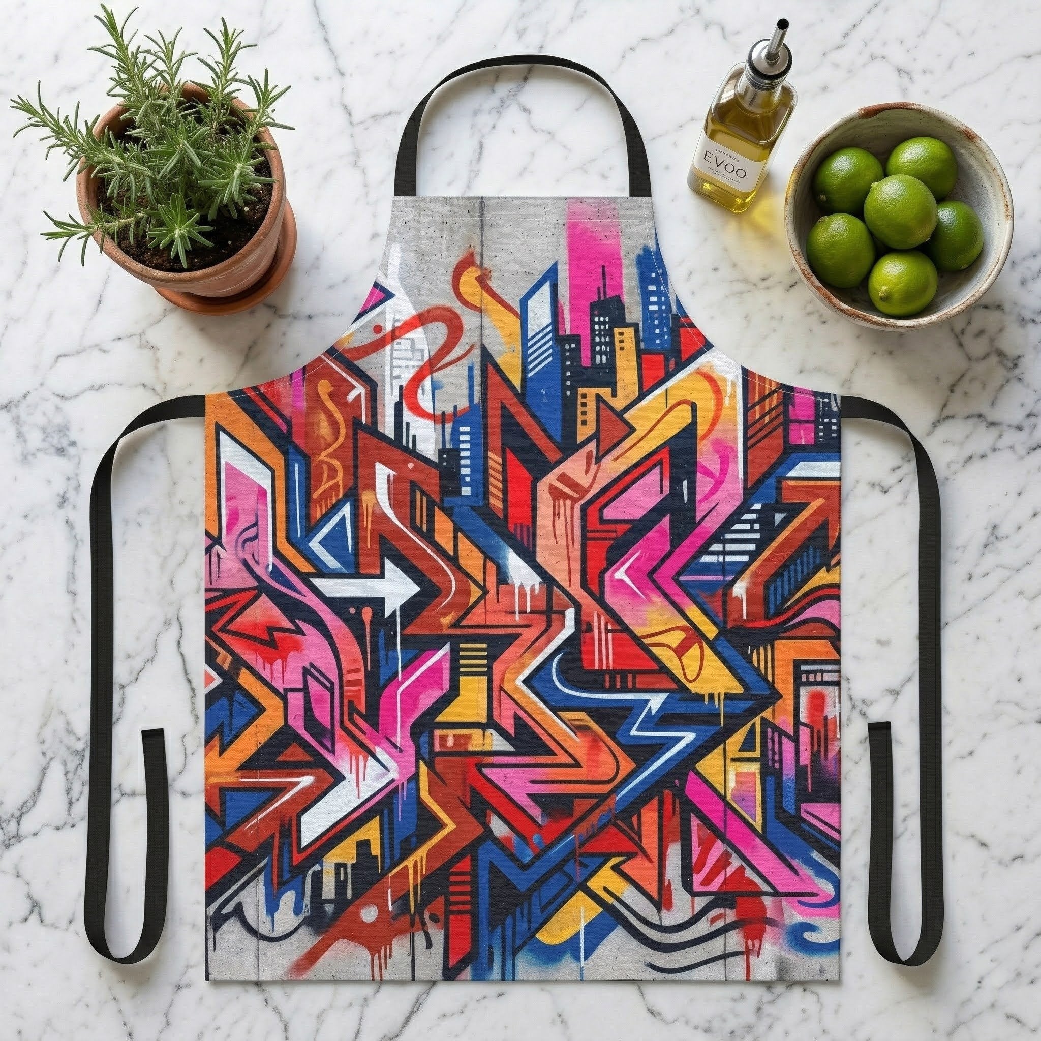 Colorful Urban Graffiti Cooking Apron | Street Art Design for Cooking & Baking