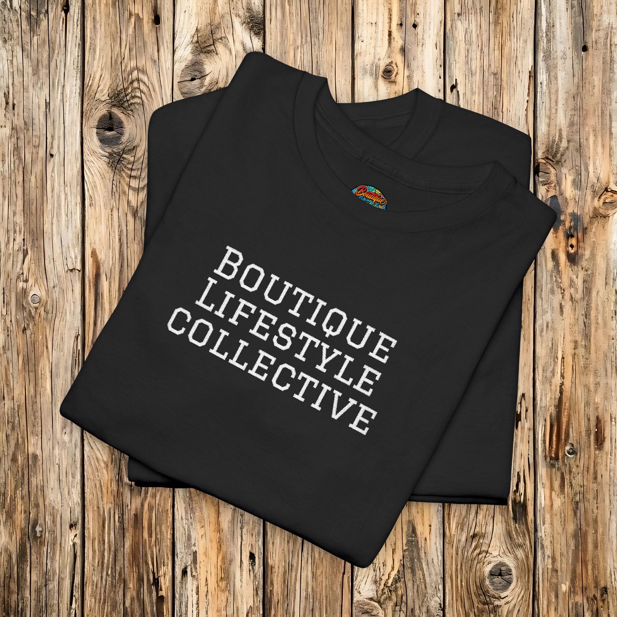 Heavy Cotton Tee - Boutique Lifestyle Collective Embroidered T-Shirt — Est. 2026 Sleeve Detail