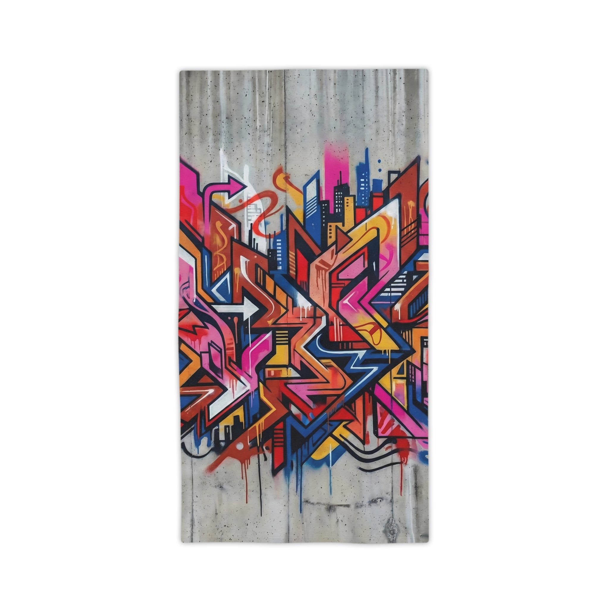 Graffiti Art Beach Towel — Vibrant Concrete-Background Design