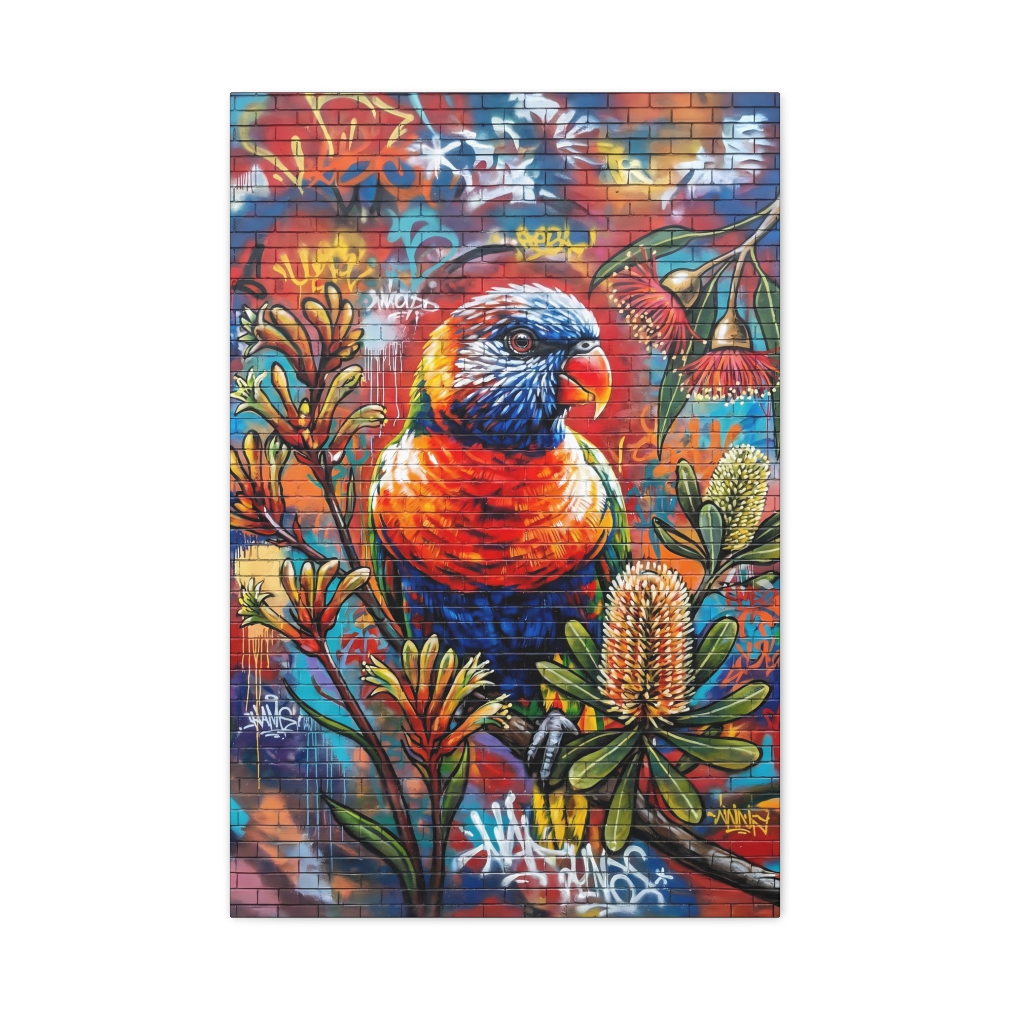 Rainbow Lorikeet Graffiti Canvas Print — Urban Bird Wall Art