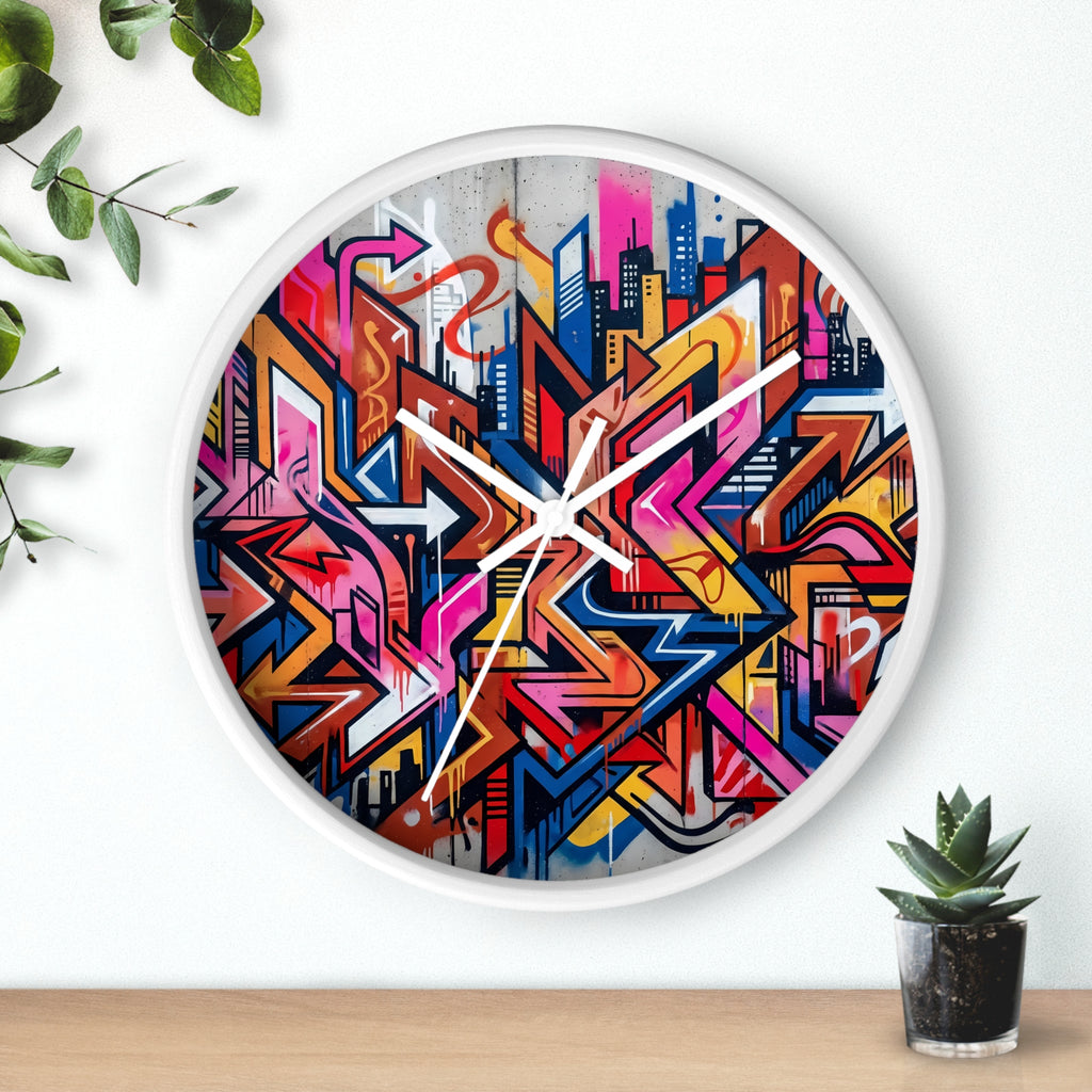 Graffiti Design Wall Clock — Colorful Urban Street Art Timepiece