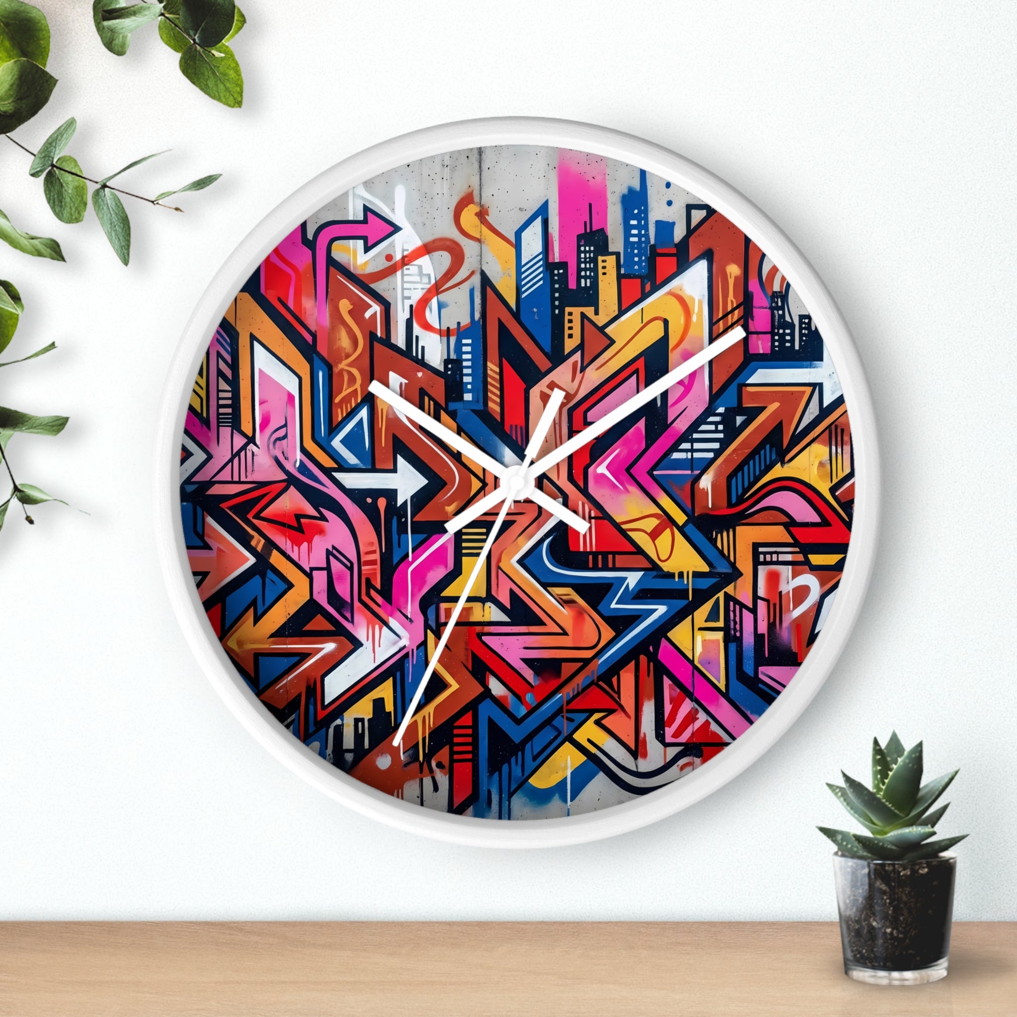 Graffiti Design Wall Clock — Colorful Urban Street Art Timepiece
