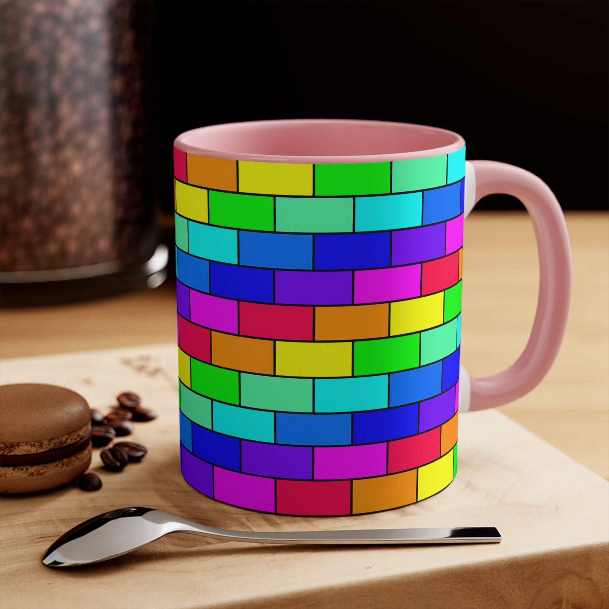 Colorful Accent Mug — Rainbow Brick Wall, 11oz