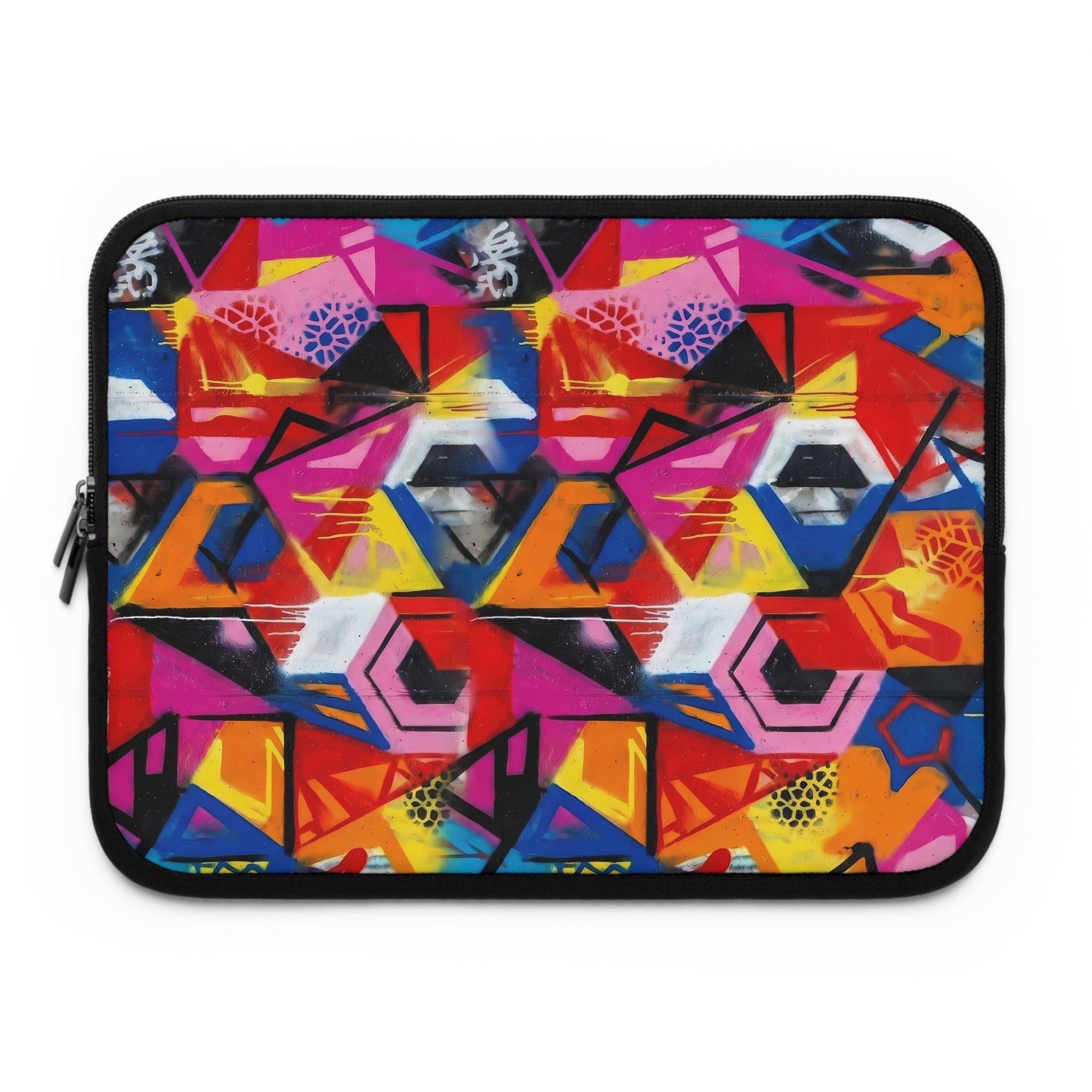 Abstract Geometric Laptop Sleeve — Vibrant Neon Graffiti Pattern