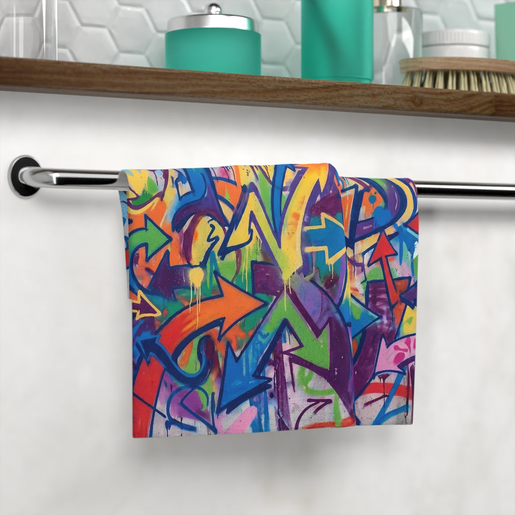Face Towel - Graffiti Arrows — Colourful Urban Street Art Hand Towel