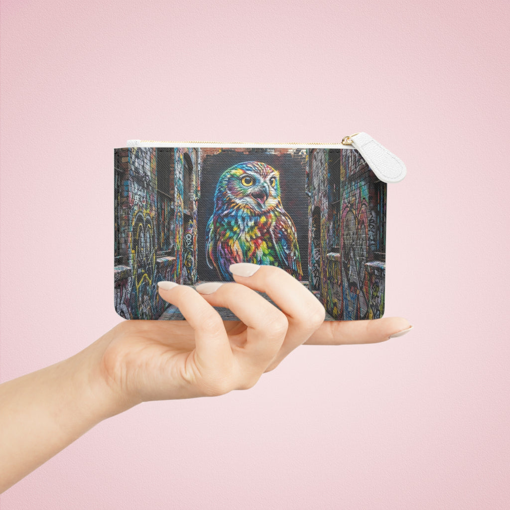 Colorful Street Art Owl Mini Clutch Bag | Graffiti Alley Mural