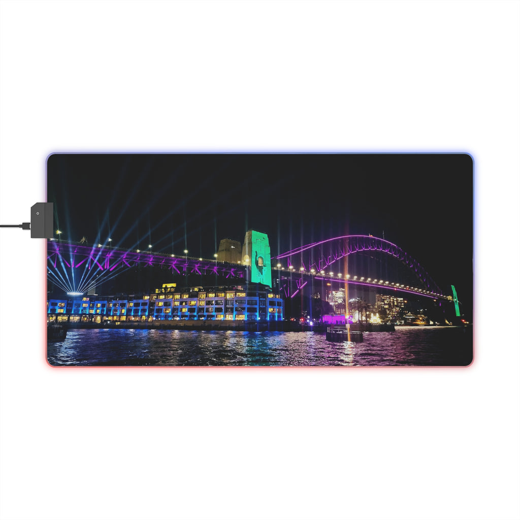 LED Gaming Desk Mat – RGB Sydney Harbour Cityscape Mouse Pad