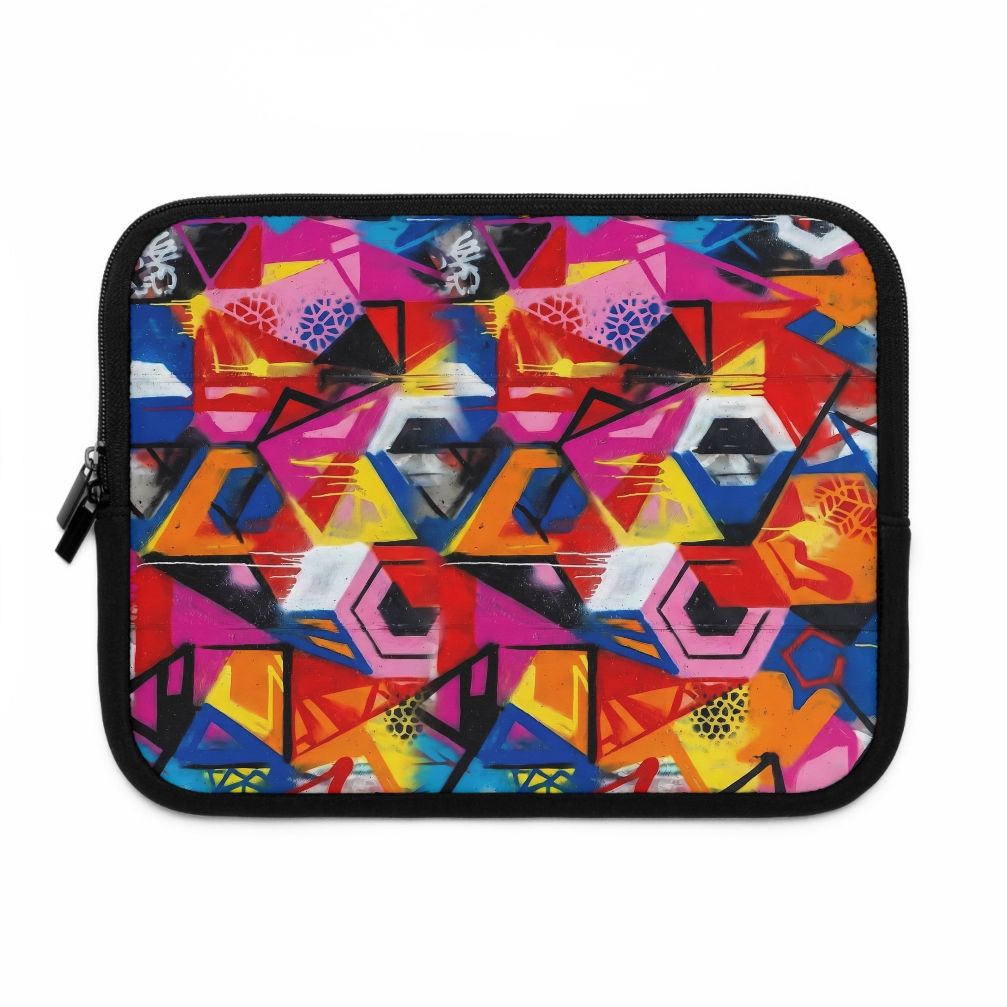 Abstract Geometric Laptop Sleeve — Vibrant Neon Graffiti Pattern