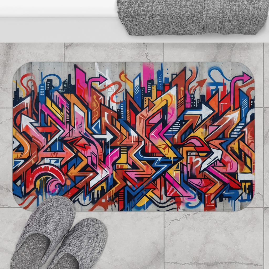 Graffiti Street Art Bath Mat – Vibrant Urban Wall Mural Design