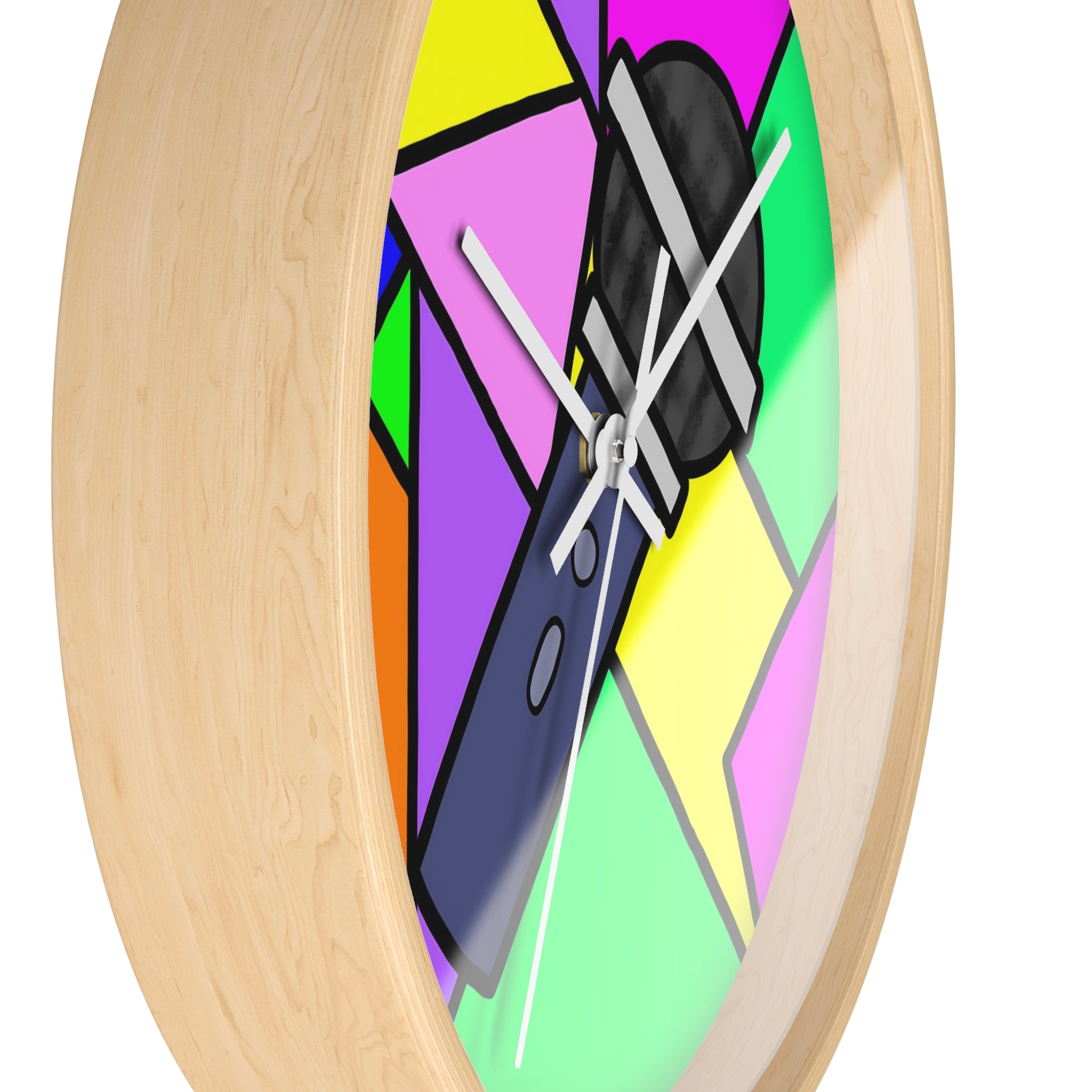 Microphone Pop Art Wall Clock — Colorful Singer/Music Decor