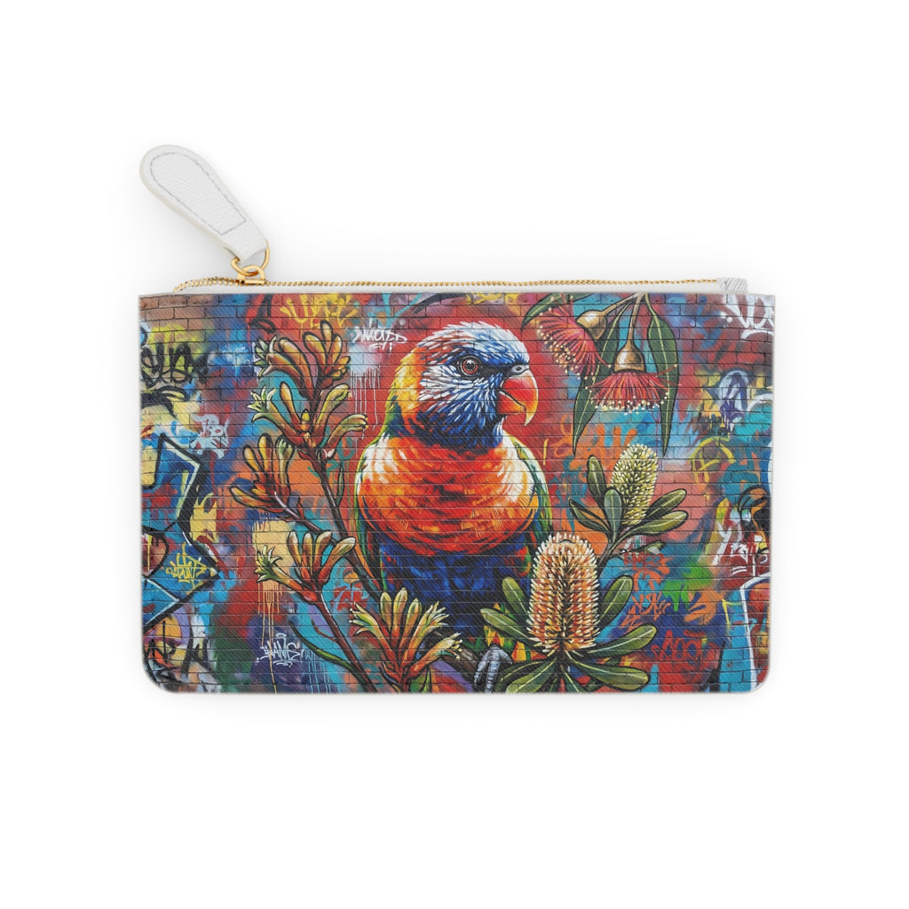 Mini Clutch Bag - Rainbow Lorikeet Colorful Graffiti Art