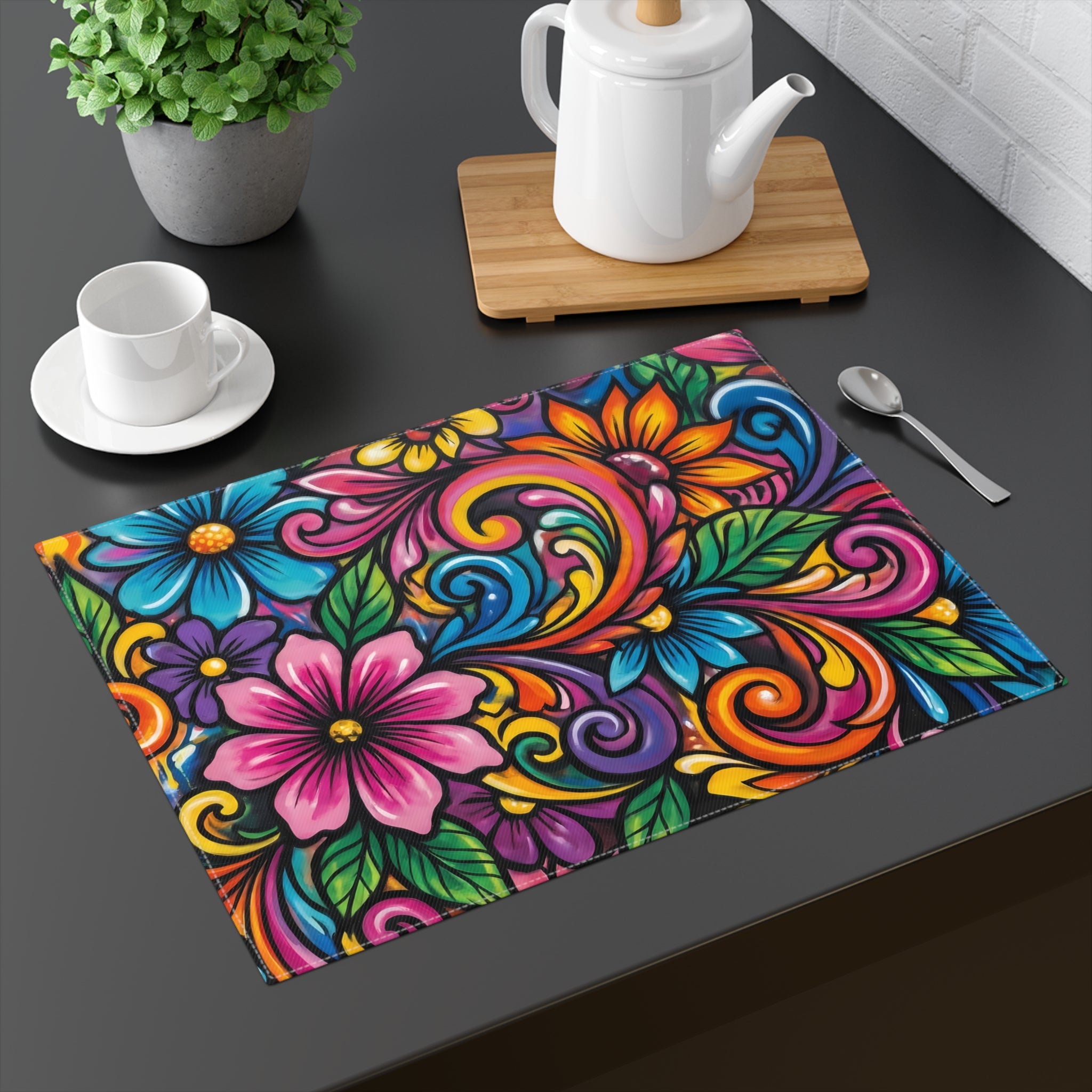 Floral Vibrant Placemat — Colorful Flower Pattern Table Mat