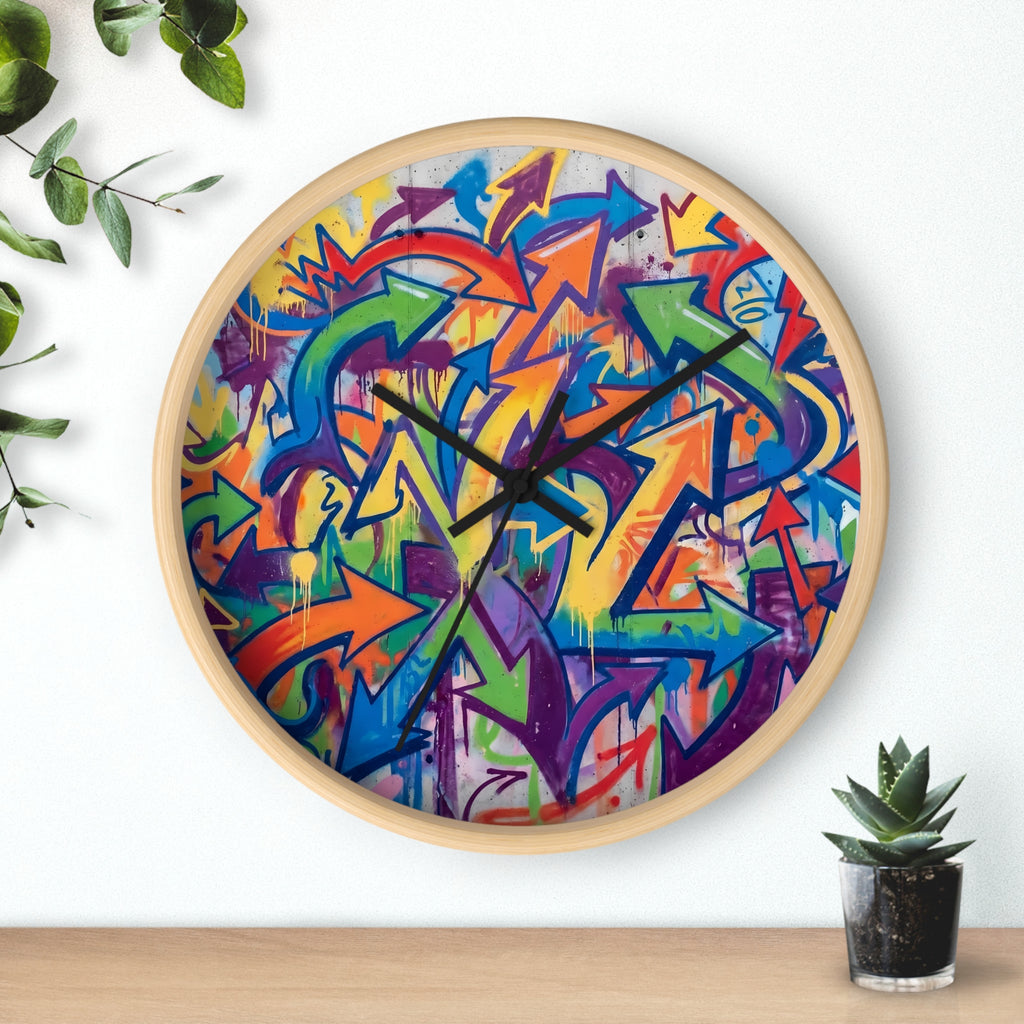Graffiti Wall Clock — Colorful Urban Street Art Timepiece
