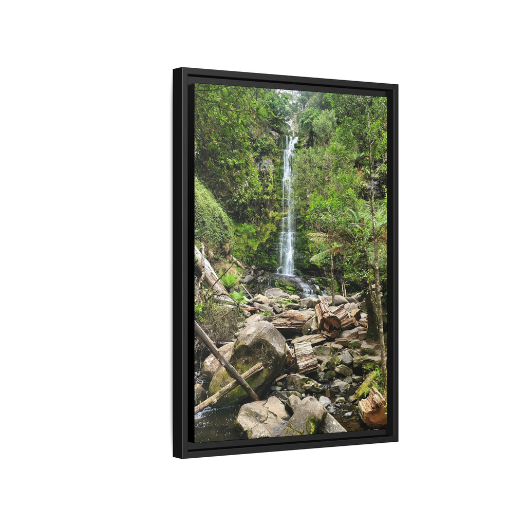 Framed Matte Canvas Waterfall — Victorian Countryside Nature Wall Art