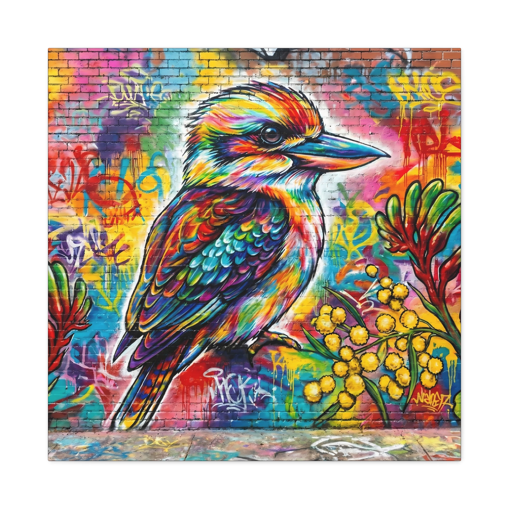 Graffiti Art Kookaburra Matte Canvas Stretched 1.25"
