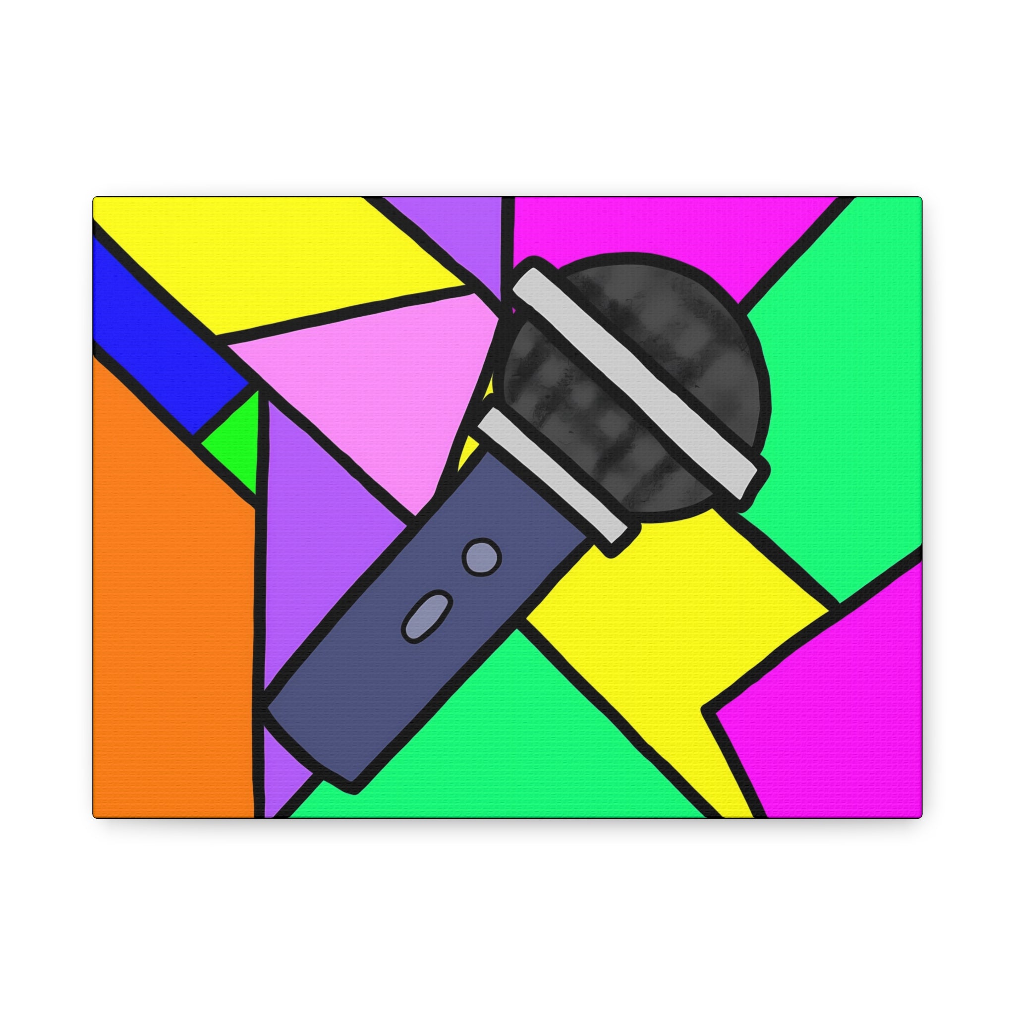Classic Matte Canvas Pop Art Microphone — Vibrant Wall Art
