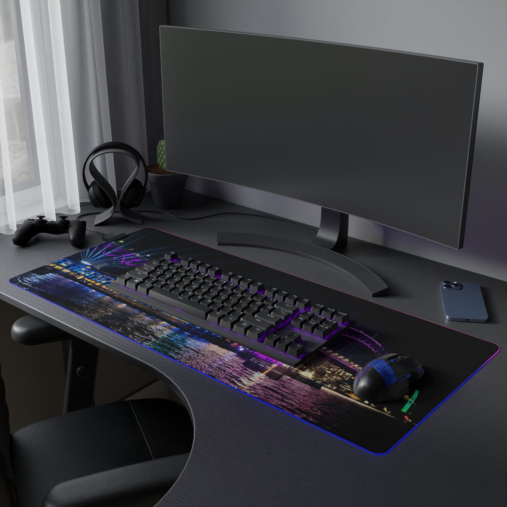 LED Gaming Desk Mat – RGB Sydney Harbour Cityscape Mouse Pad
