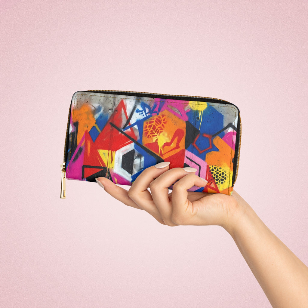 Colorful Geometric Graffiti Zipper Wallet | Street Art Purse