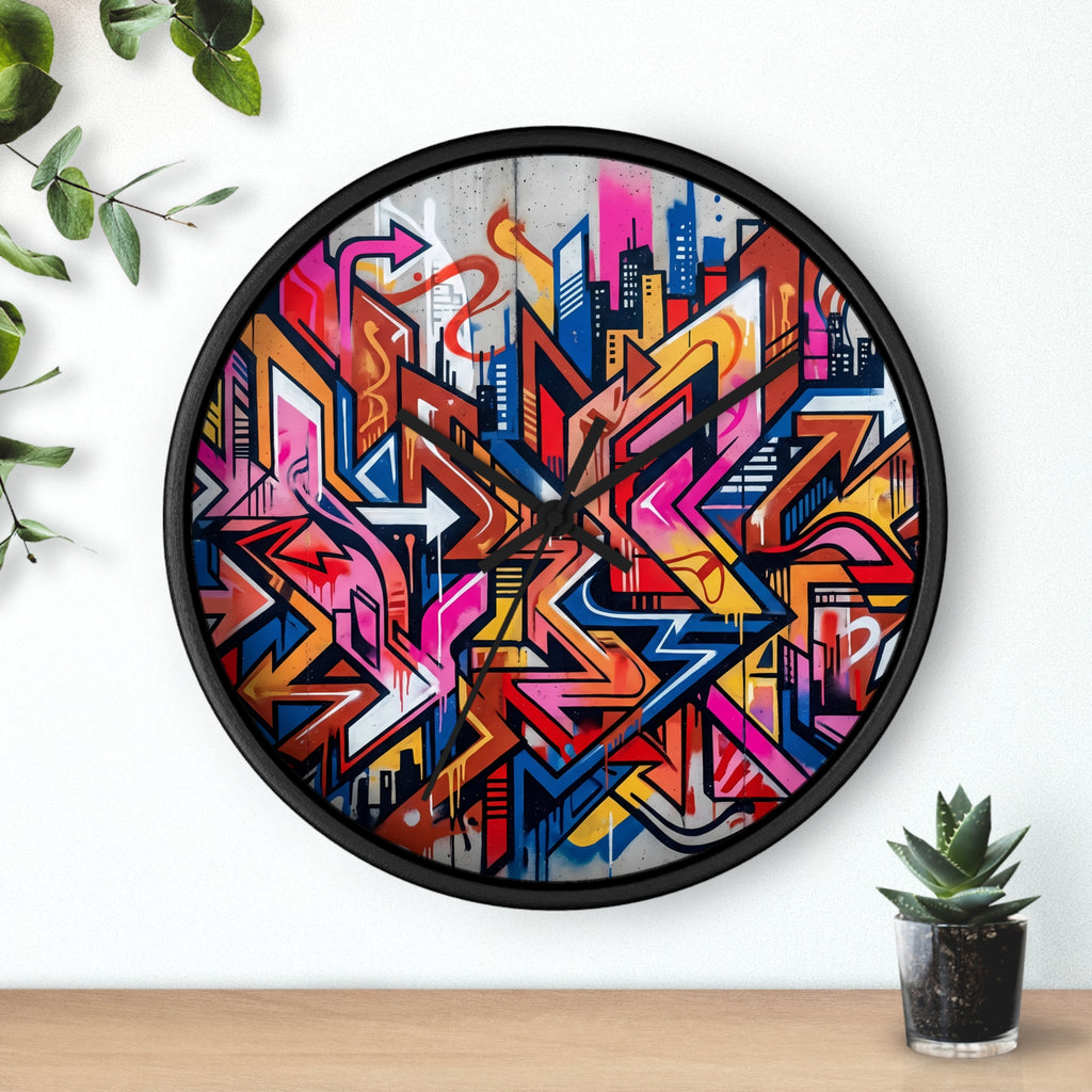 Graffiti Design Wall Clock — Colorful Urban Street Art Timepiece